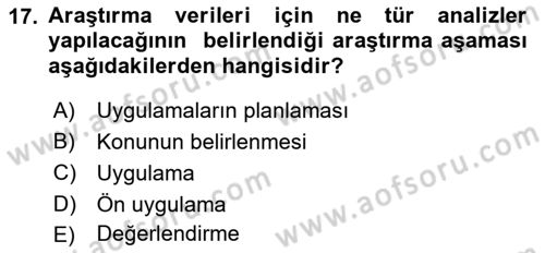 Sağlık Hizmetlerinde Araştırma Ve Değerlendirme Dersi Ara Sınavı Deneme Sınav Soruları 17. Soru