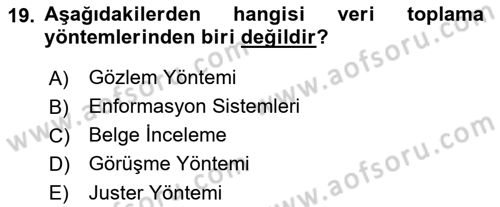 Sağlık Hizmetlerinde Araştırma Ve Değerlendirme Dersi Ara Sınavı Deneme Sınav Soruları 19. Soru