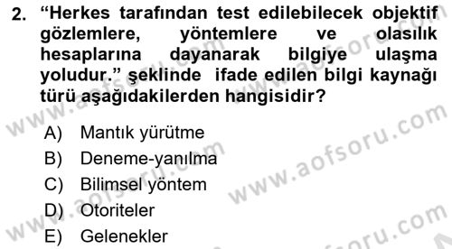 Sağlık Hizmetlerinde Araştırma Ve Değerlendirme Dersi 2021 - 2022 Yılı (Vize) Ara Sınav Soruları 2. Soru