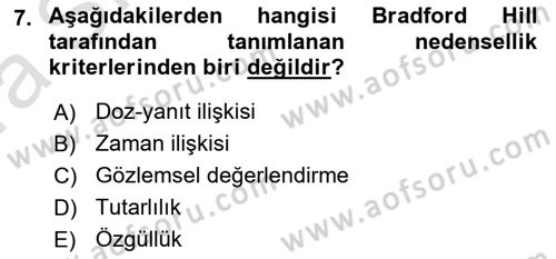 Sağlık Hizmetlerinde Araştırma Ve Değerlendirme Dersi 2021 - 2022 Yılı (Vize) Ara Sınav Soruları 7. Soru
