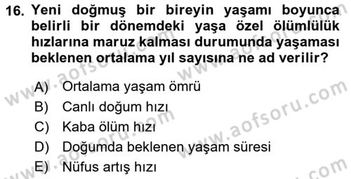 Sağlık Hizmetlerinde Araştırma Ve Değerlendirme Dersi 2021 - 2022 Yılı (Final) Dönem Sonu Sınav Soruları 16. Soru
