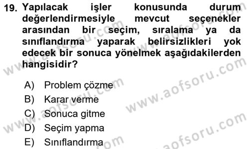 Sağlık Hizmetlerinde Araştırma Ve Değerlendirme Dersi 2021 - 2022 Yılı (Final) Dönem Sonu Sınav Soruları 19. Soru