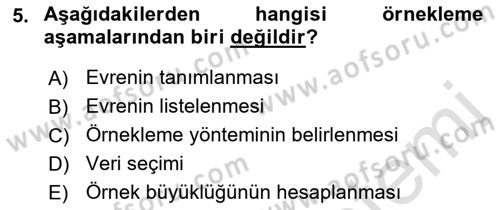 Sağlık Hizmetlerinde Araştırma Ve Değerlendirme Dersi 2021 - 2022 Yılı (Final) Dönem Sonu Sınav Soruları 5. Soru