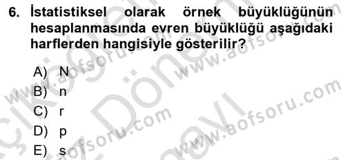 Sağlık Hizmetlerinde Araştırma Ve Değerlendirme Dersi 2021 - 2022 Yılı (Final) Dönem Sonu Sınav Soruları 6. Soru