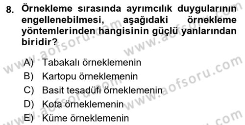 Sağlık Hizmetlerinde Araştırma Ve Değerlendirme Dersi 2021 - 2022 Yılı (Final) Dönem Sonu Sınav Soruları 8. Soru