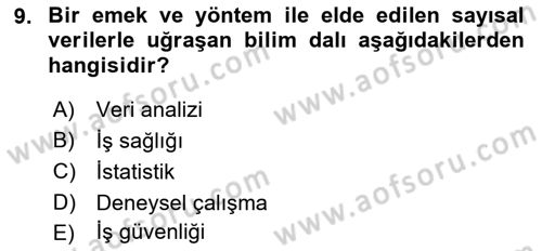 Sağlık Hizmetlerinde Araştırma Ve Değerlendirme Dersi 2021 - 2022 Yılı (Final) Dönem Sonu Sınav Soruları 9. Soru