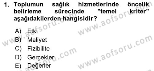 Sağlık Hizmetlerinde Araştırma Ve Değerlendirme Dersi 2021 - 2022 Yılı Yaz Okulu Sınav Soruları 1. Soru