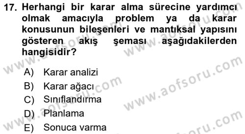 Sağlık Hizmetlerinde Araştırma Ve Değerlendirme Dersi 2021 - 2022 Yılı Yaz Okulu Sınav Soruları 17. Soru
