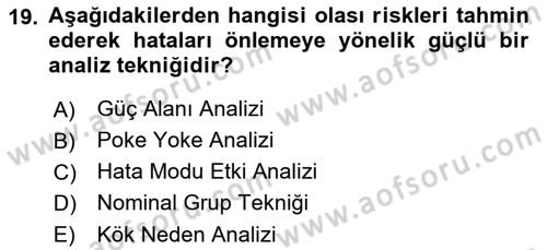 Sağlık Hizmetlerinde Araştırma Ve Değerlendirme Dersi 2021 - 2022 Yılı Yaz Okulu Sınav Soruları 19. Soru