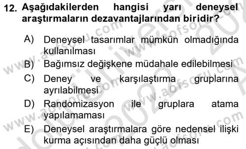 Sağlık Hizmetlerinde Araştırma Ve Değerlendirme Dersi 2022 - 2023 Yılı (Vize) Ara Sınav Soruları 12. Soru