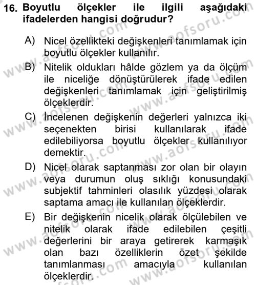 Sağlık Hizmetlerinde Araştırma Ve Değerlendirme Dersi Ara Sınavı Deneme Sınav Soruları 16. Soru