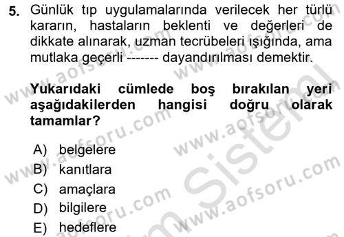 Sağlık Hizmetlerinde Araştırma Ve Değerlendirme Dersi Ara Sınavı Deneme Sınav Soruları 5. Soru