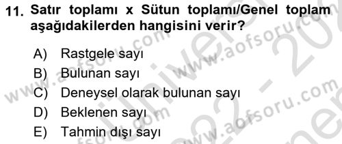 Sağlık Hizmetlerinde Araştırma Ve Değerlendirme Dersi 2022 - 2023 Yılı (Final) Dönem Sonu Sınav Soruları 11. Soru