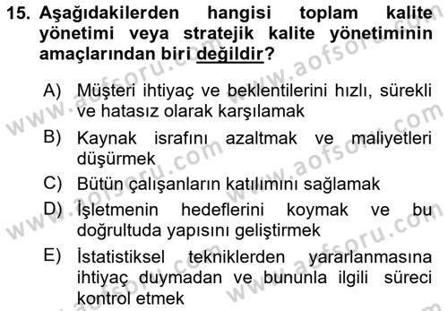 Sağlık Hizmetlerinde Araştırma Ve Değerlendirme Dersi 2022 - 2023 Yılı (Final) Dönem Sonu Sınav Soruları 15. Soru