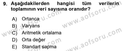Sağlık Hizmetlerinde Araştırma Ve Değerlendirme Dersi 2022 - 2023 Yılı (Final) Dönem Sonu Sınav Soruları 9. Soru