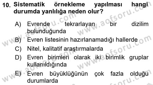 Sağlık Hizmetlerinde Araştırma Ve Değerlendirme Dersi 2022 - 2023 Yılı Yaz Okulu Sınavı 10. Soru