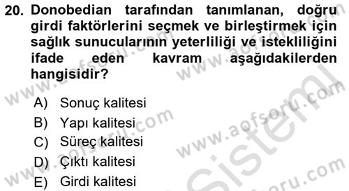 Sağlık Hizmetlerinde Araştırma Ve Değerlendirme Dersi 2022 - 2023 Yılı Yaz Okulu Sınavı 20. Soru