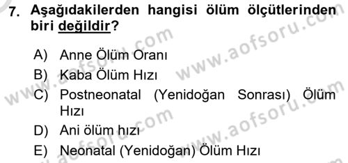 Sağlık Hizmetlerinde Araştırma Ve Değerlendirme Dersi 2022 - 2023 Yılı Yaz Okulu Sınavı 7. Soru