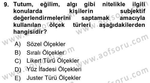 Sağlık Hizmetlerinde Araştırma Ve Değerlendirme Dersi 2022 - 2023 Yılı Yaz Okulu Sınavı 9. Soru