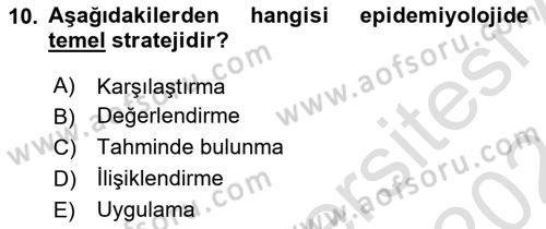 Sağlık Hizmetlerinde Araştırma Ve Değerlendirme Dersi 2023 - 2024 Yılı (Vize) Ara Sınav Soruları 10. Soru