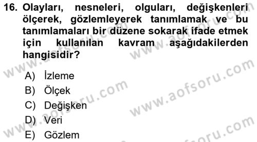 Sağlık Hizmetlerinde Araştırma Ve Değerlendirme Dersi Ara Sınavı Deneme Sınav Soruları 16. Soru