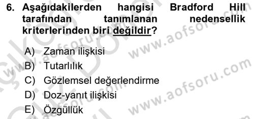 Sağlık Hizmetlerinde Araştırma Ve Değerlendirme Dersi Ara Sınavı Deneme Sınav Soruları 6. Soru