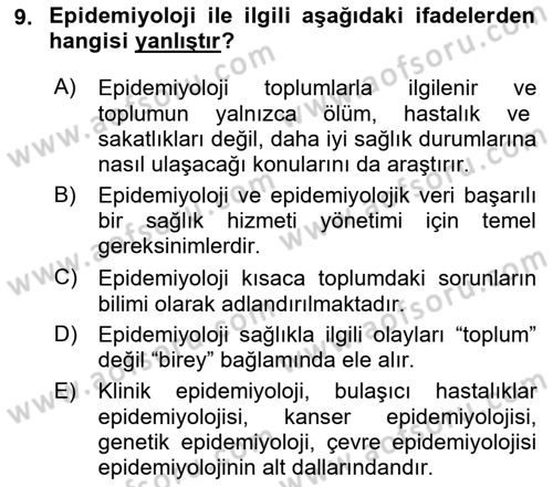 Sağlık Hizmetlerinde Araştırma Ve Değerlendirme Dersi Ara Sınavı Deneme Sınav Soruları 9. Soru
