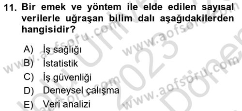 Sağlık Hizmetlerinde Araştırma Ve Değerlendirme Dersi 2023 - 2024 Yılı (Final) Dönem Sonu Sınavı 11. Soru