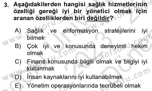 Sağlık Hizmetlerinde Araştırma Ve Değerlendirme Dersi 2023 - 2024 Yılı (Final) Dönem Sonu Sınav Soruları 3. Soru
