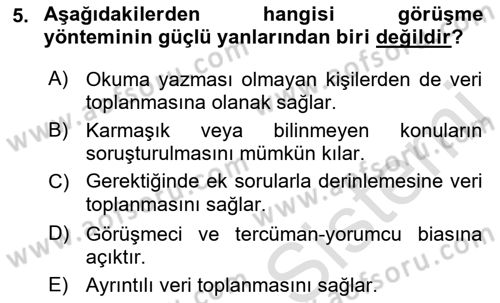 Sağlık Hizmetlerinde Araştırma Ve Değerlendirme Dersi 2023 - 2024 Yılı (Final) Dönem Sonu Sınav Soruları 5. Soru