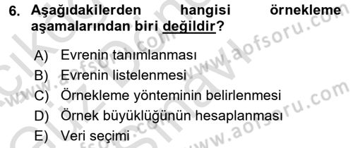 Sağlık Hizmetlerinde Araştırma Ve Değerlendirme Dersi 2023 - 2024 Yılı (Final) Dönem Sonu Sınav Soruları 6. Soru