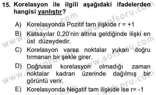 Sağlık Hizmetlerinde Araştırma Ve Değerlendirme Dersi 2023 - 2024 Yılı Yaz Okulu Sınav Soruları 15. Soru