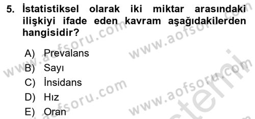 Sağlık Hizmetlerinde Araştırma Ve Değerlendirme Dersi 2023 - 2024 Yılı Yaz Okulu Sınav Soruları 5. Soru