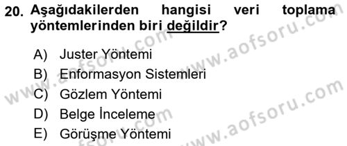 Sağlık Hizmetlerinde Araştırma Ve Değerlendirme Dersi 2024 - 2025 Yılı (Vize) Ara Sınav Soruları 20. Soru