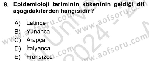 Sağlık Hizmetlerinde Araştırma Ve Değerlendirme Dersi 2024 - 2025 Yılı (Vize) Ara Sınav Soruları 8. Soru