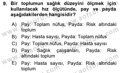 Sağlık Hizmetlerinde Araştırma Ve Değerlendirme Dersi Ara Sınavı Deneme Sınav Soruları 9. Soru