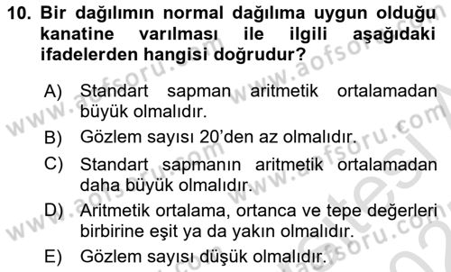 Sağlık Hizmetlerinde Araştırma Ve Değerlendirme Dersi 2024 - 2025 Yılı (Final) Dönem Sonu Sınav Soruları 10. Soru