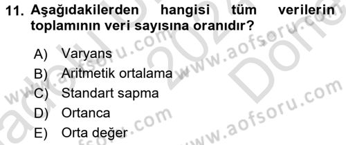 Sağlık Hizmetlerinde Araştırma Ve Değerlendirme Dersi 2024 - 2025 Yılı (Final) Dönem Sonu Sınav Soruları 11. Soru