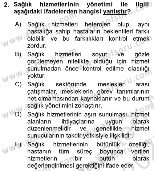 Sağlık Hizmetlerinde Araştırma Ve Değerlendirme Dersi 2024 - 2025 Yılı (Final) Dönem Sonu Sınav Soruları 2. Soru