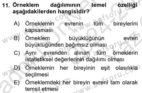 Sağlık Hizmetlerinde Araştırma Ve Değerlendirme Dersi 2024 - 2025 Yılı Yaz Okulu Sınav Soruları 11. Soru