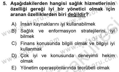Sağlık Hizmetlerinde Araştırma Ve Değerlendirme Dersi 2025 - 2026 Yılı (Vize) Ara Sınav Soruları 5. Soru