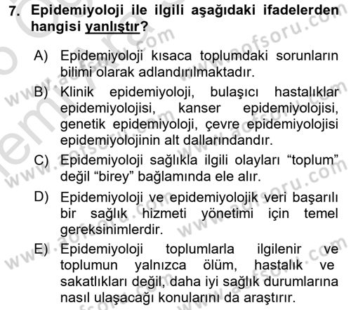 Sağlık Hizmetlerinde Araştırma Ve Değerlendirme Dersi 2025 - 2026 Yılı (Vize) Ara Sınav Soruları 7. Soru