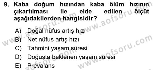 Sağlık Hizmetlerinde Araştırma Ve Değerlendirme Dersi 2025 - 2026 Yılı (Vize) Ara Sınav Soruları 9. Soru