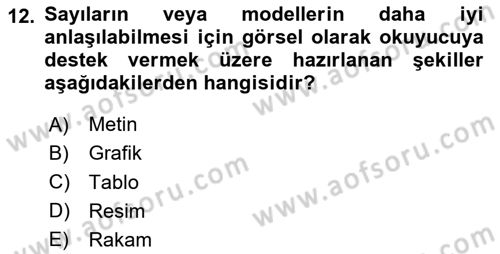 Sağlık Hizmetlerinde Araştırma Ve Değerlendirme Dersi 2025 - 2026 Yılı (Final) Dönem Sonu Sınav Soruları 12. Soru