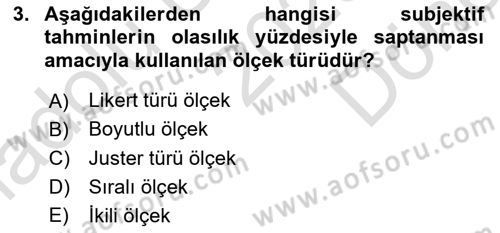 Sağlık Hizmetlerinde Araştırma Ve Değerlendirme Dersi 2025 - 2026 Yılı (Final) Dönem Sonu Sınav Soruları 3. Soru