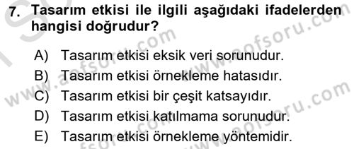 Sağlık Hizmetlerinde Araştırma Ve Değerlendirme Dersi 2025 - 2026 Yılı (Final) Dönem Sonu Sınav Soruları 7. Soru