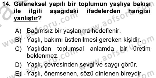Halk Sağlığı Dersi 2016 - 2017 Yılı (Vize) Ara Sınav Soruları 14. Soru