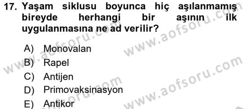 Halk Sağlığı Dersi 2016 - 2017 Yılı (Vize) Ara Sınav Soruları 17. Soru