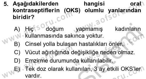 Halk Sağlığı Dersi 2016 - 2017 Yılı (Vize) Ara Sınav Soruları 5. Soru