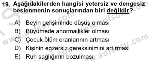 Halk Sağlığı Dersi 2016 - 2017 Yılı (Final) Dönem Sonu Sınav Soruları 19. Soru